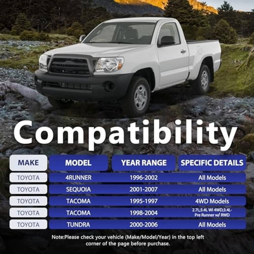 White pickup truck with front suspension compatibility graphic overlay