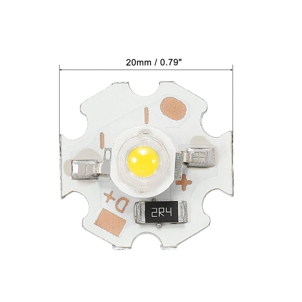 20mm warm white LED chip bead with yellow lens on metal star-shaped base