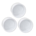 White PVC slip-on pipe end caps, round open ends, set of three