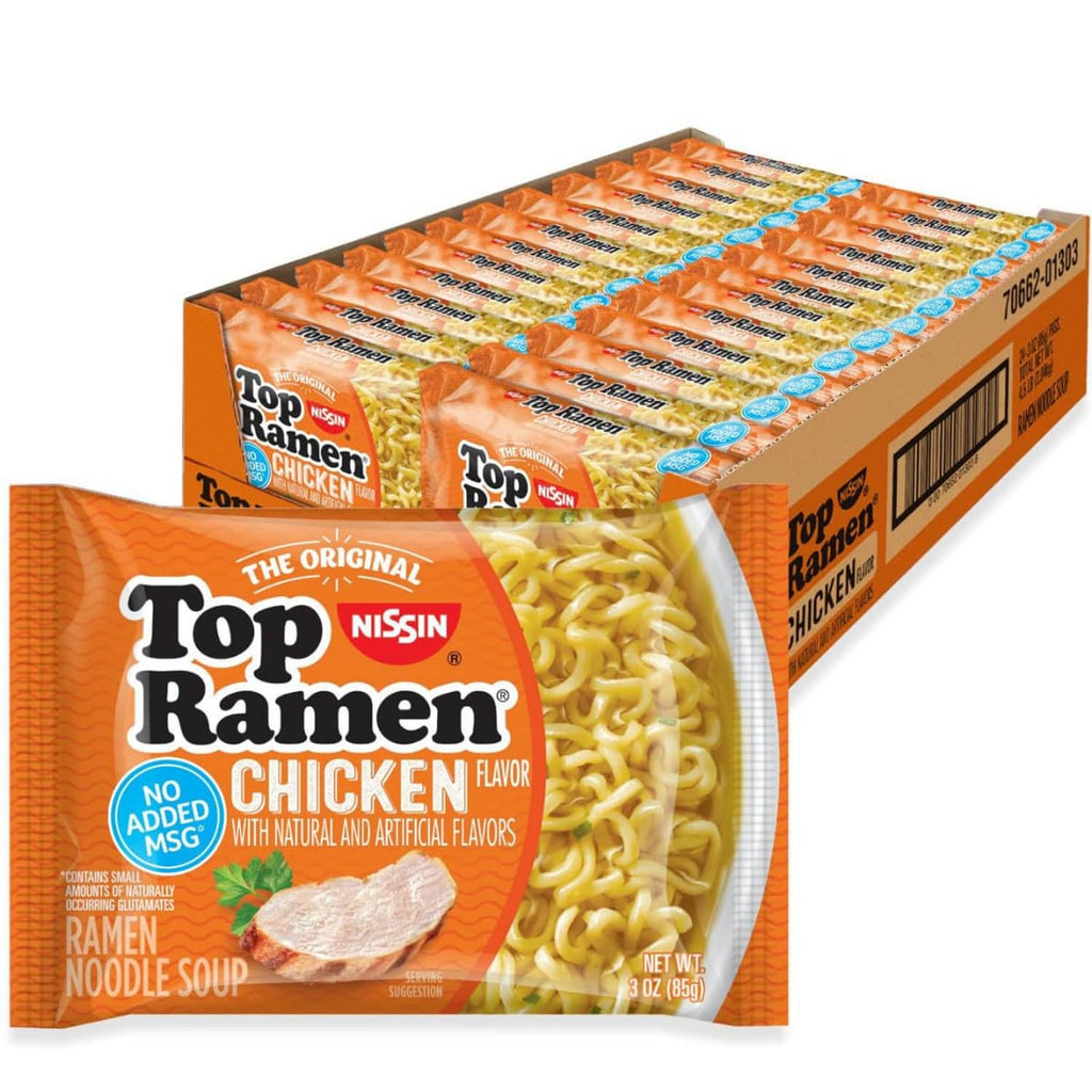 Orange Top Ramen chicken noodle soup multipack tray with front packet