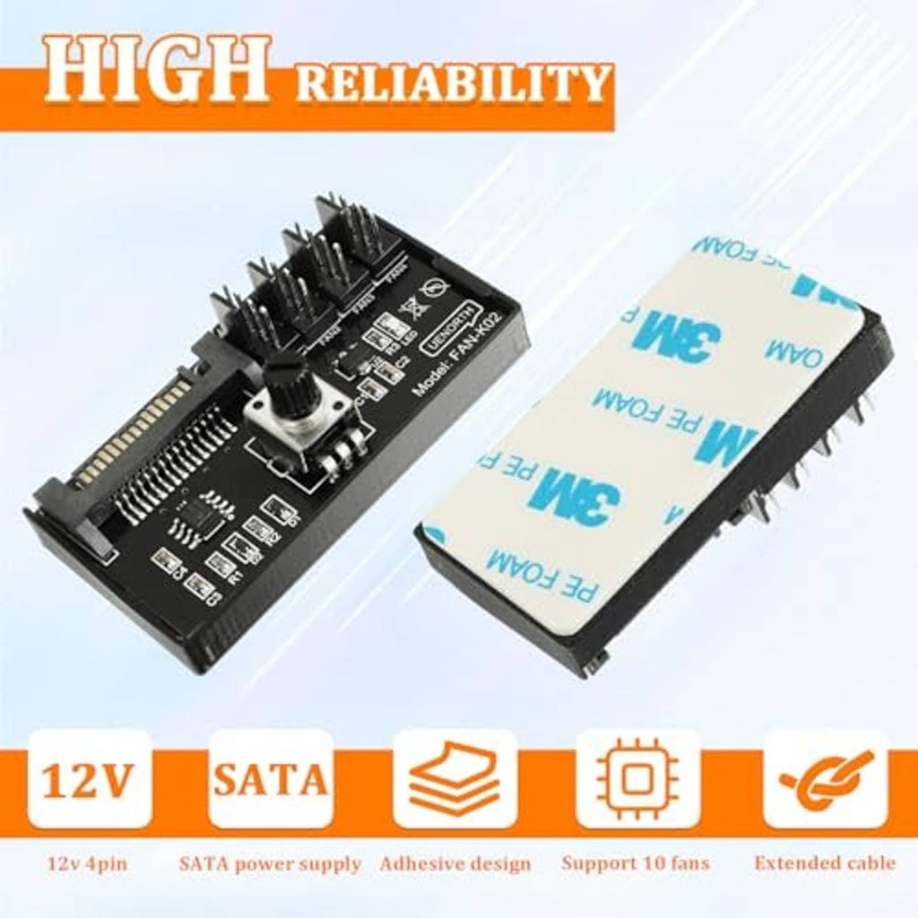 PWM fan speed controller board with speed knob and separate adhesive backing piece