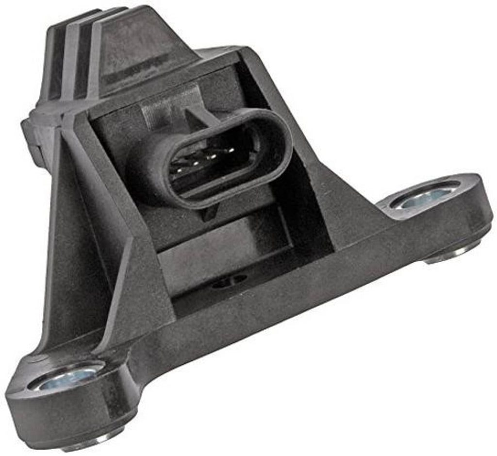 Crankshaft position sensor with black plug connector and two metal mounting ears