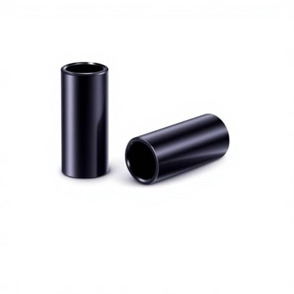 Black polyurethane tube bushings, one upright and one angled