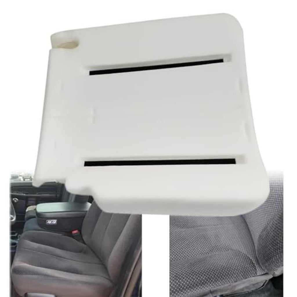 White/cream foam pad shown installed on front seat cushion opening and slots.