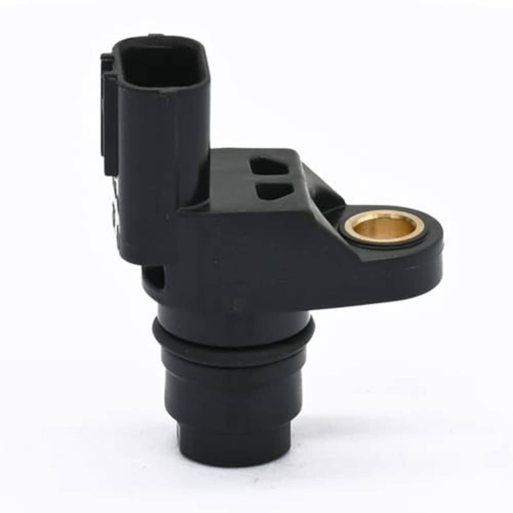 Black camshaft position sensor with gold ring terminal and rectangular mounting bracket