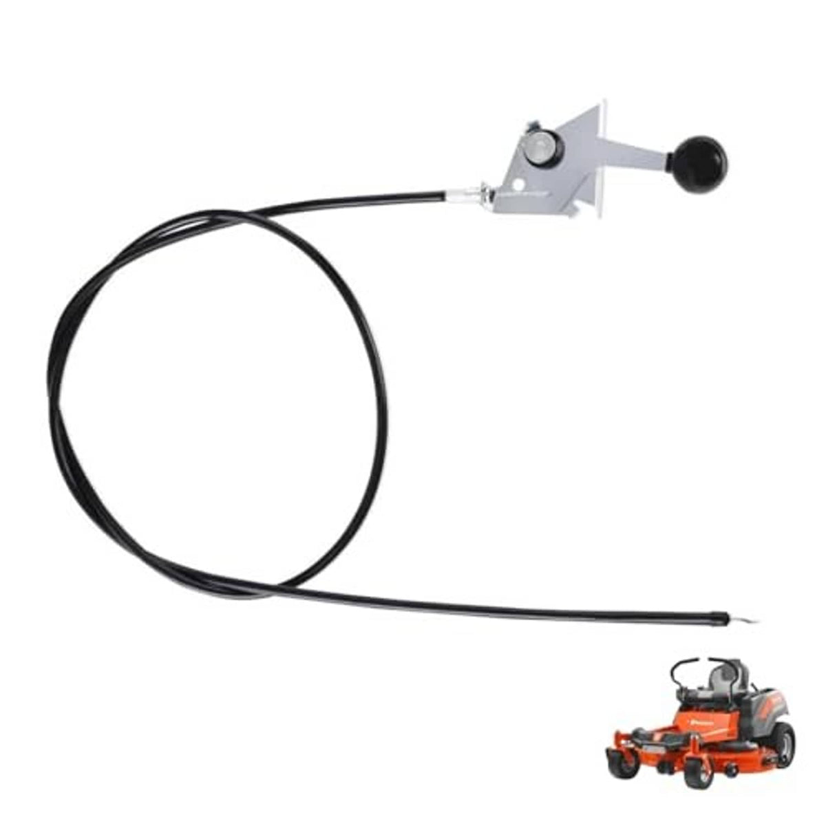 Black throttle control cable with metal mounting bracket and round black knob, long lead