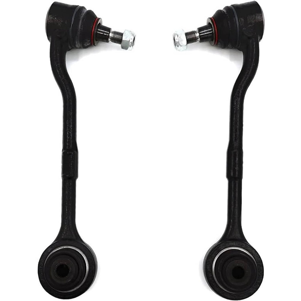 Front lower control arm ball joint suspension kit: two black arms with threaded studs