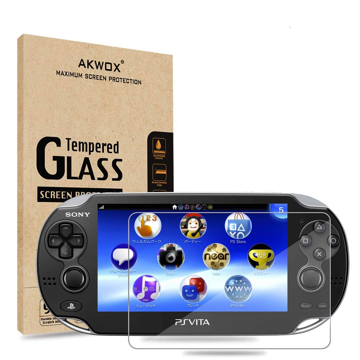 Pack of 2 tempered glass screen protectors for PS Vita 1000, clear HD