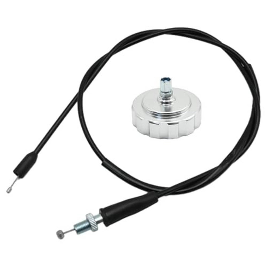 Throttle cable kit with eliminator cap, black cables and silver round fitting
