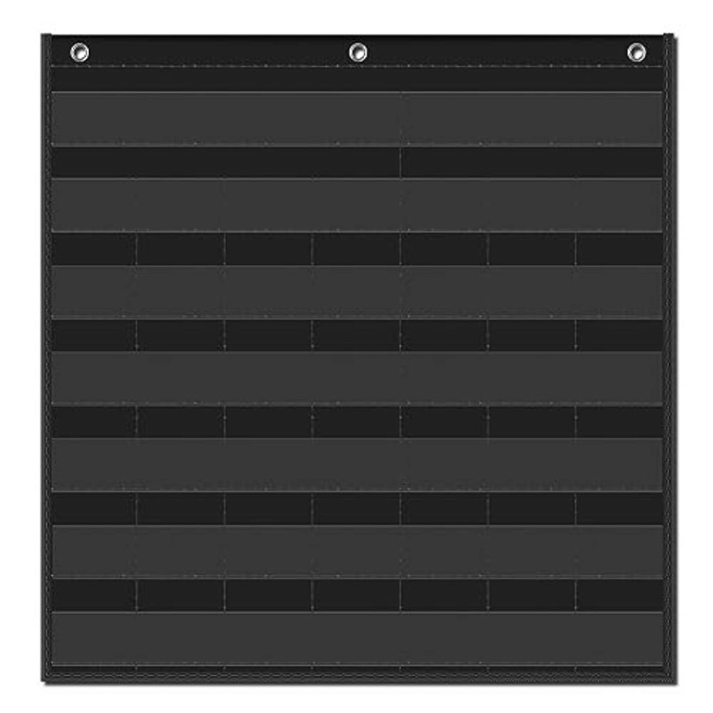 Black pocket calendar chart with multiple horizontal pocket rows