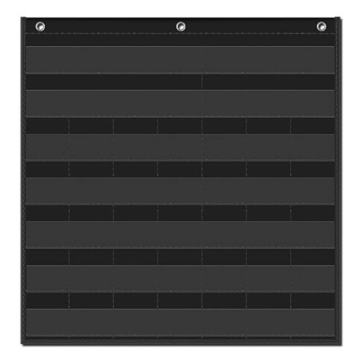 Black pocket calendar chart with multiple horizontal pocket rows