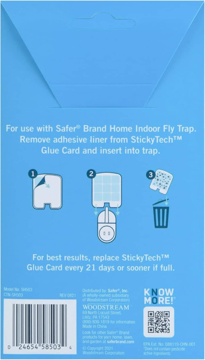 Indoor fly trap glue card refill pack with adhesive liners, for SH502