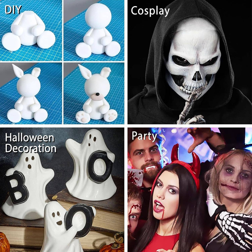 Moldable beads shown used for DIY cosplay and Halloween decoration molds