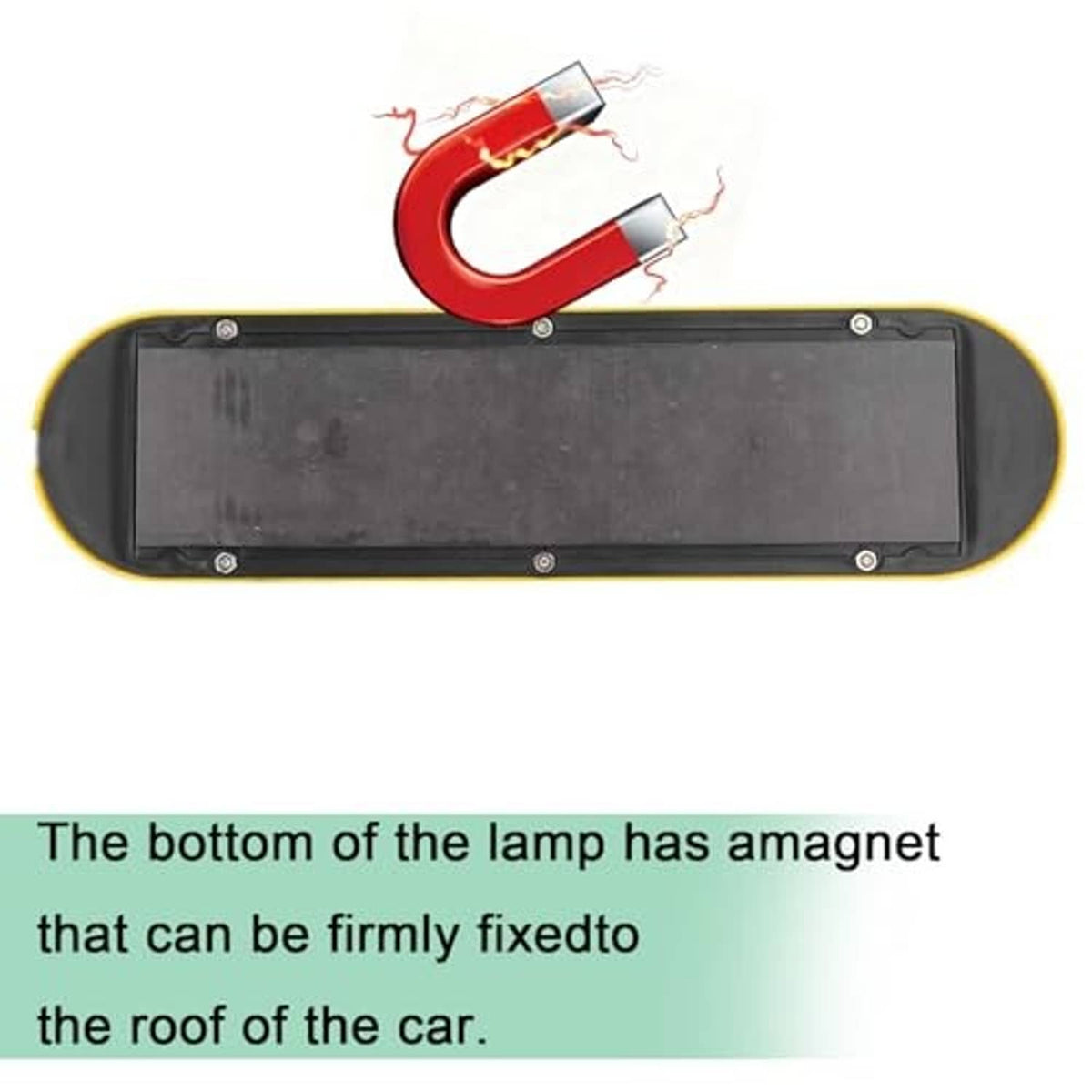 Black base taxi roof light underside with built-in magnet