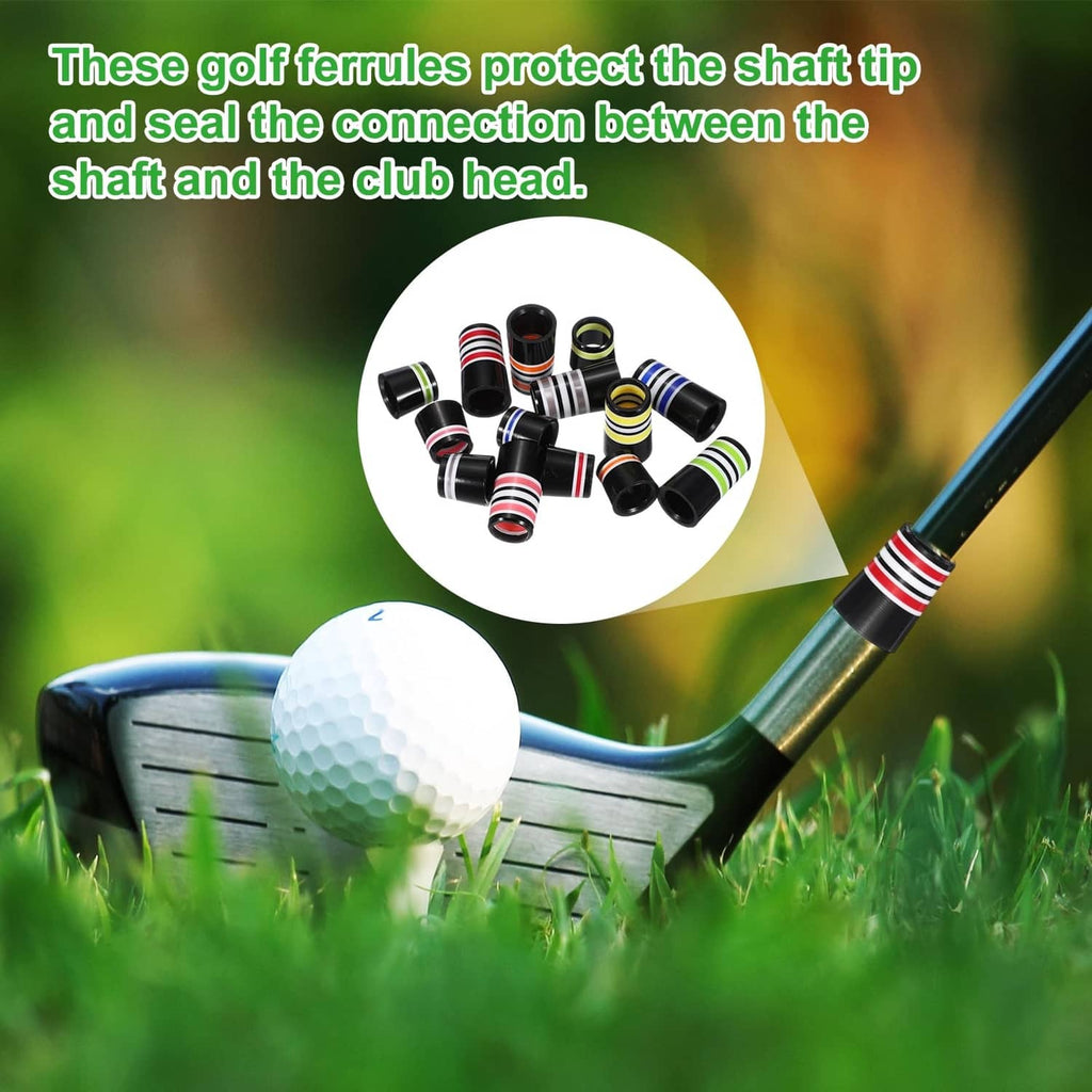 Assorted black golf ferrules with red and white striped bands