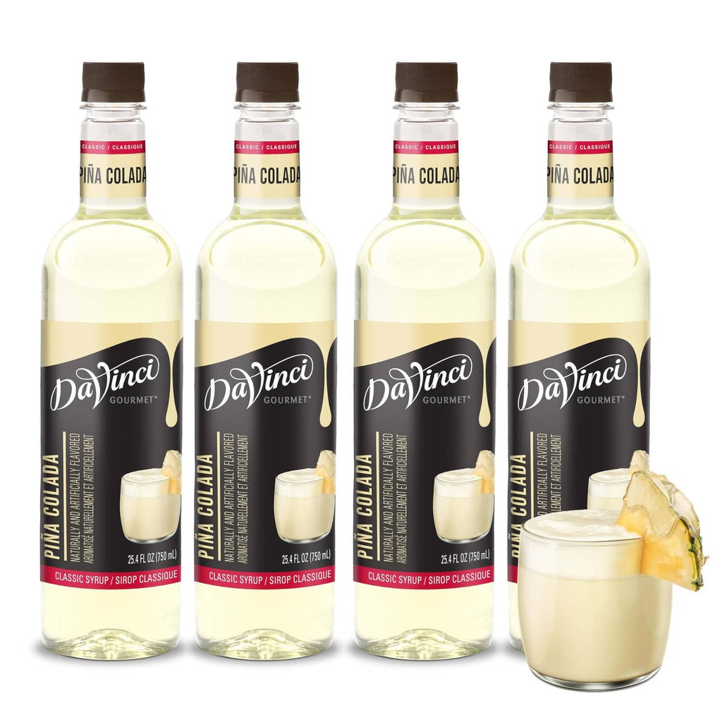 DaVinci Gourmet Classic Pina Colada syrup, 4-pack bottles with drink serving
