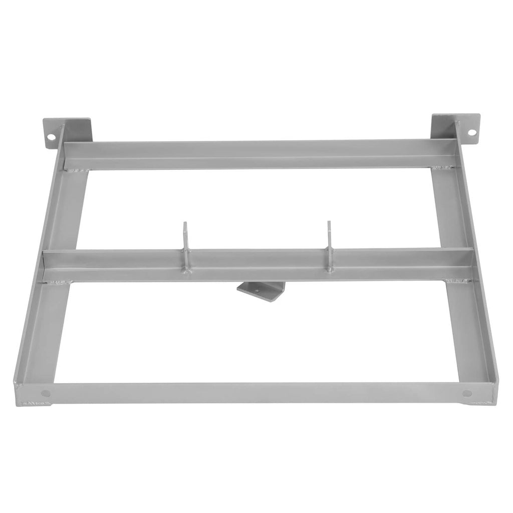 Silver battery tray frame with open base and central support bracket