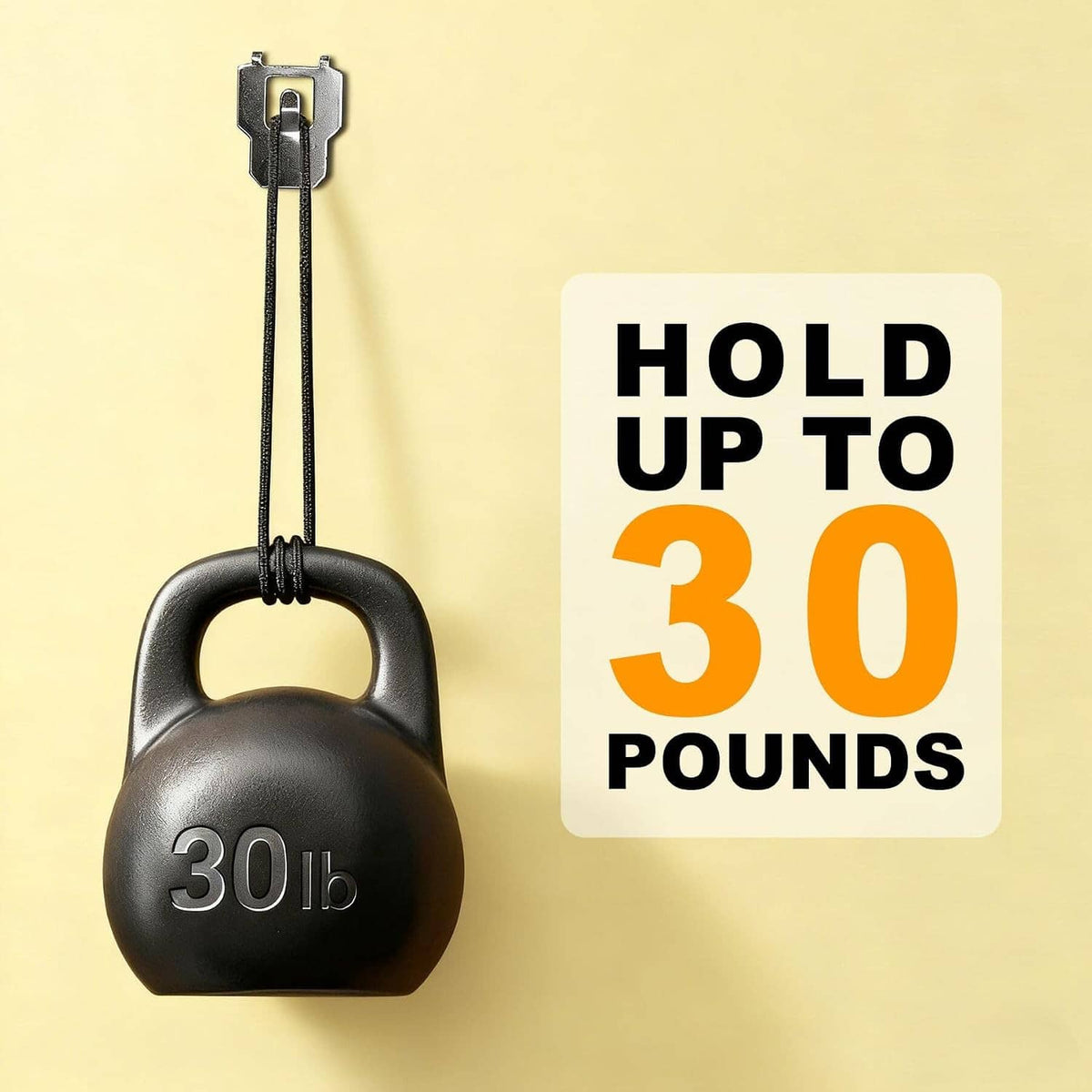 Black heavy-duty hanging hook with loop handle for wall picture mounting