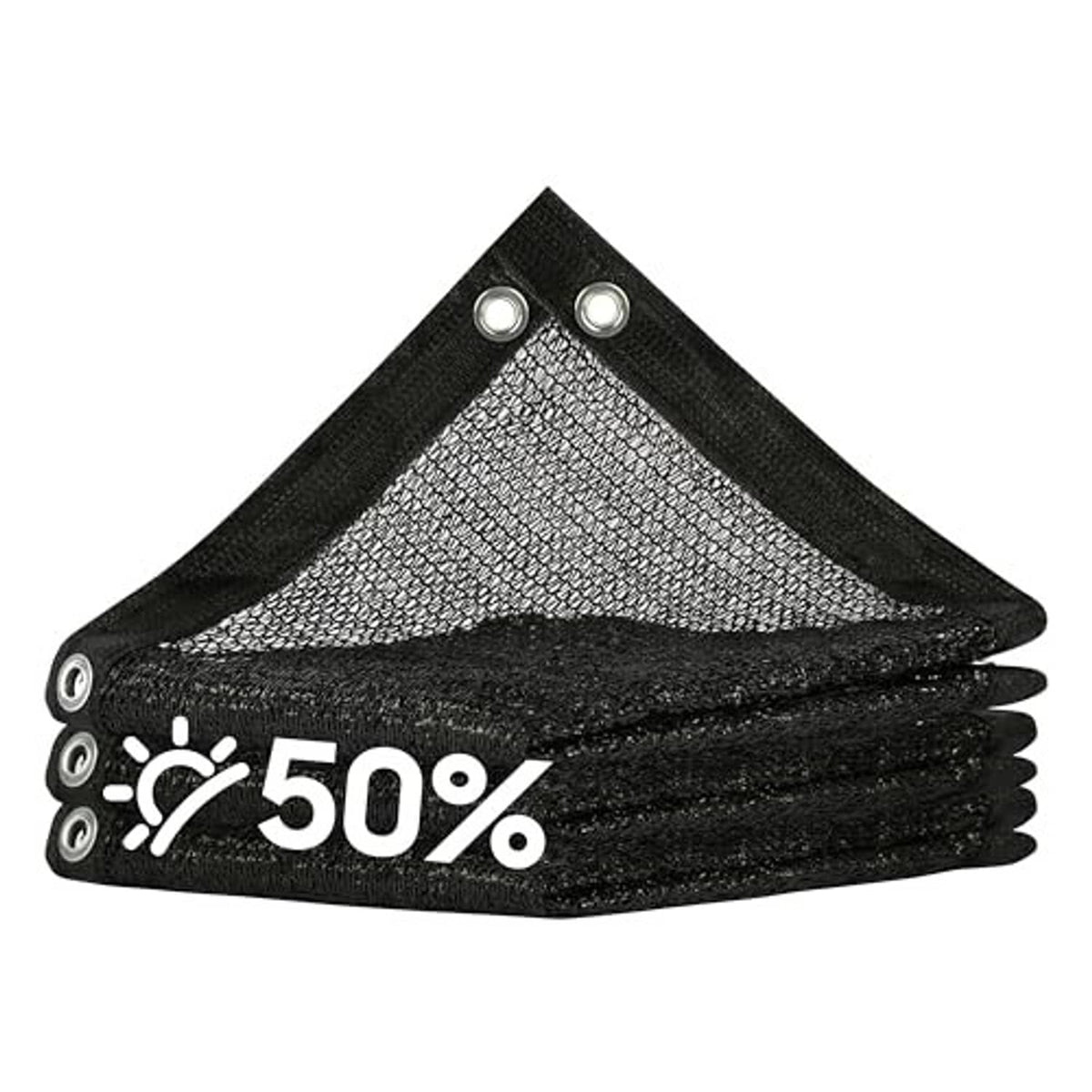 Black 50% mesh shade cloth tarp with grommets, folded