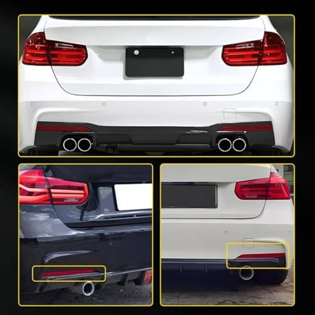 Rear view of a vehicle showing the rear bumper reflector pair with highlighted positions