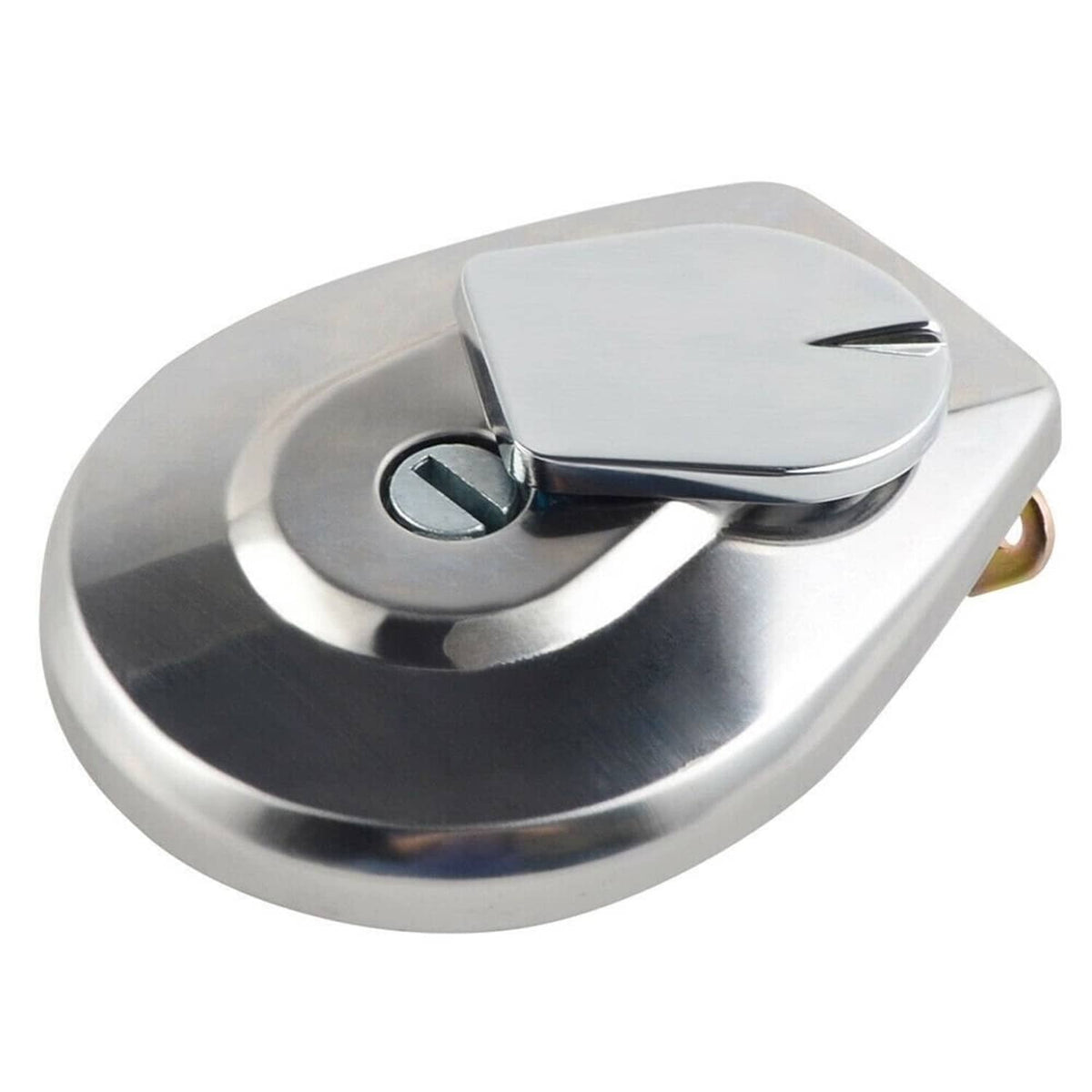 Fuel tank lock cap with chrome cover and key access cutout