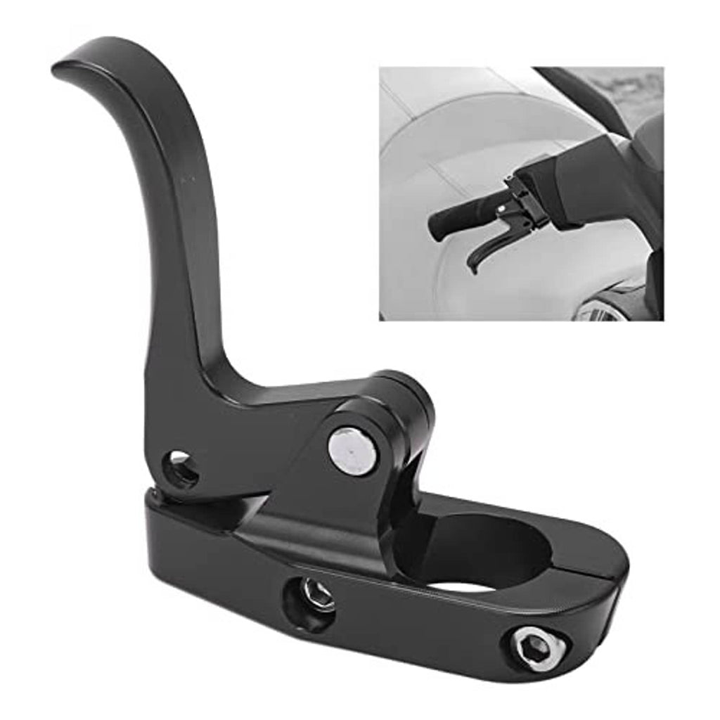 Black jet ski throttle lever with finger pad and silver mounting screw head