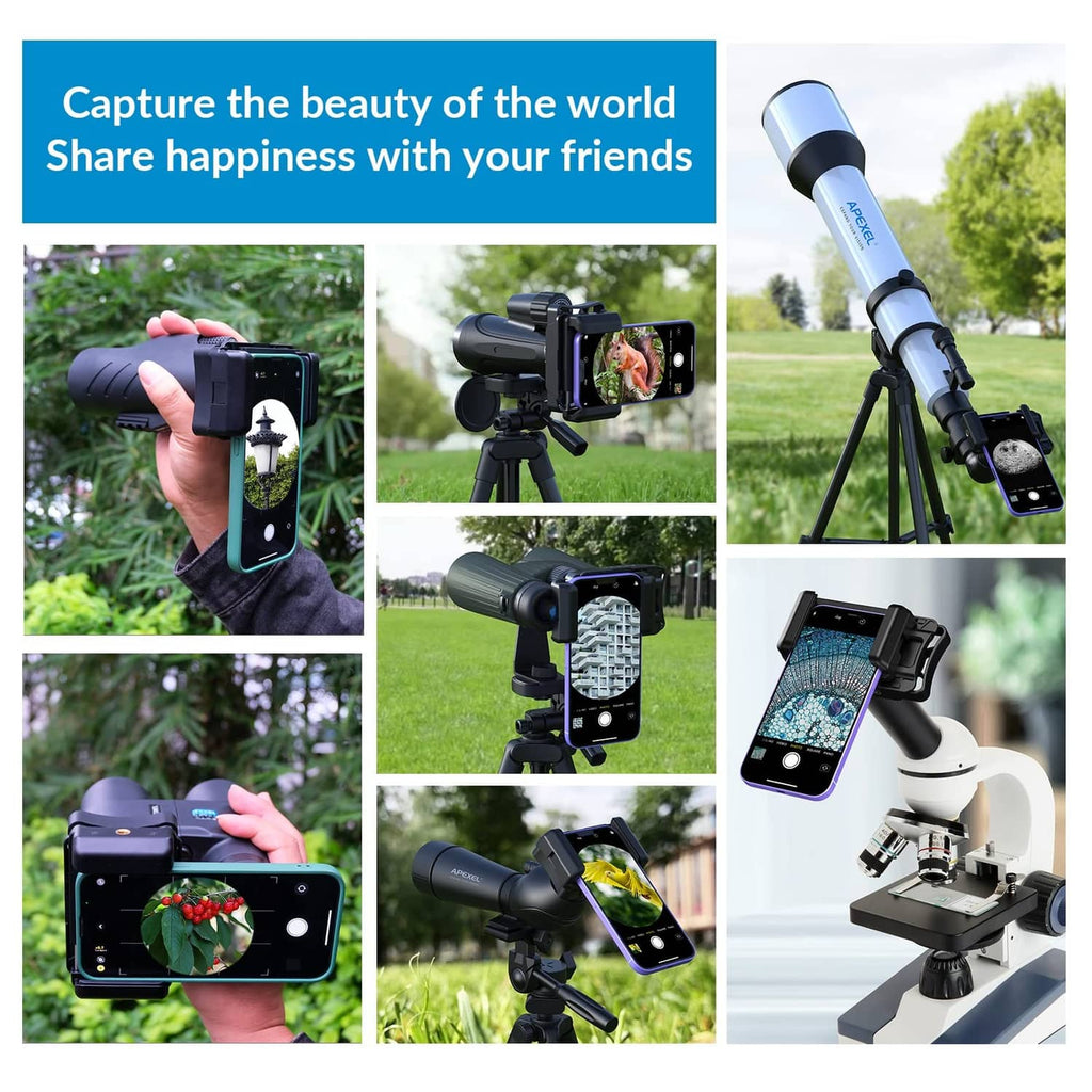 Telescope phone adapter mounted on a small telescope with a smartphone