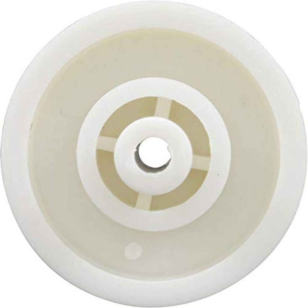 White and off-white wheel roller with central axle opening for pool cleaner