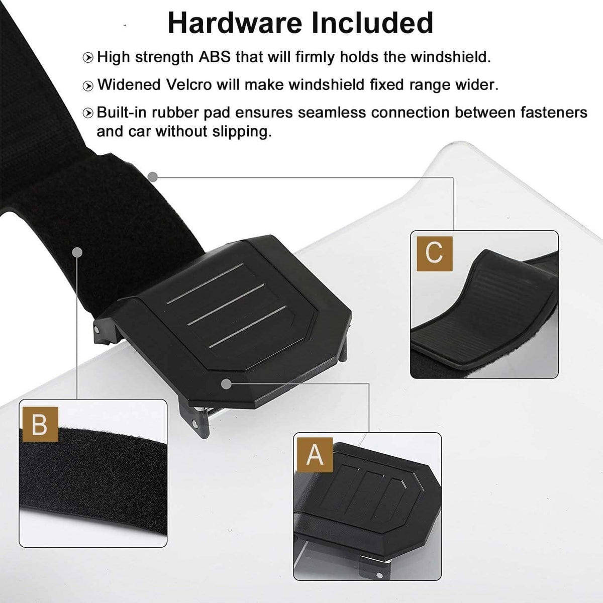 UTV full windshield windscreen hardware kit with black fasteners and mounting pads