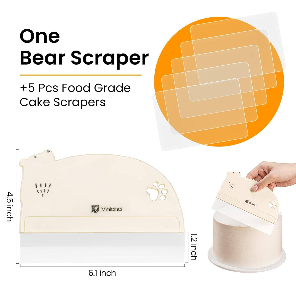 Cream bear cake scraper set with soft scrapers for decorating cakes