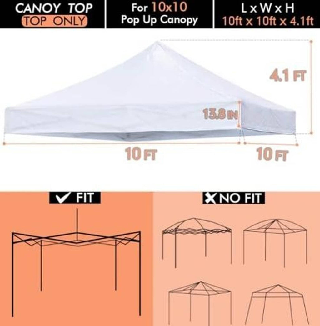 White replacement canopy top for a 10 ft x 10 ft pop-up tent