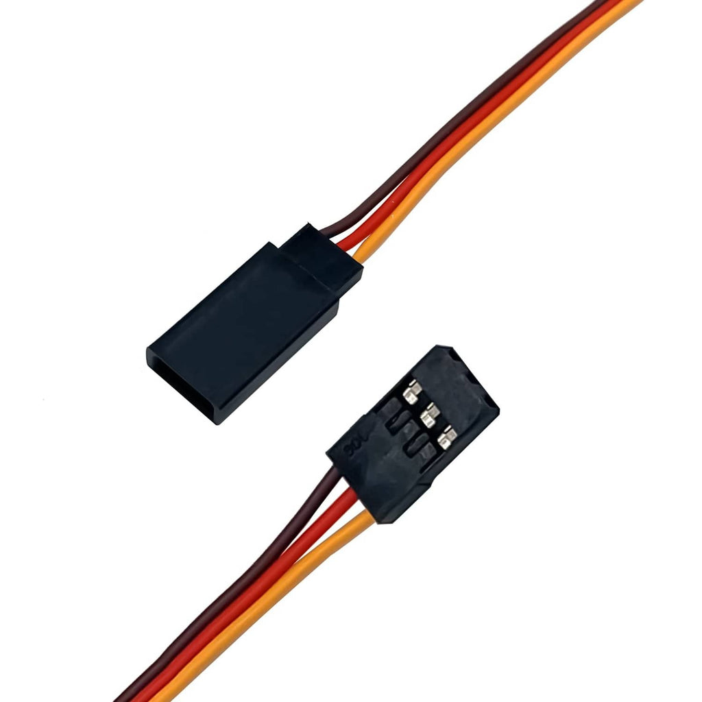 RC signal reverser close-up: circuit board with black connector and multi-color wires