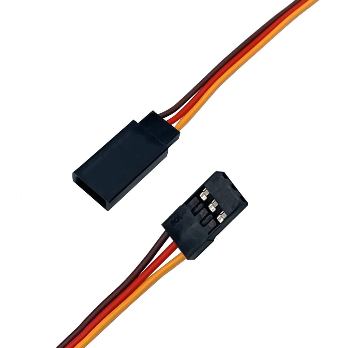 RC signal reverser close-up: circuit board with black connector and multi-color wires