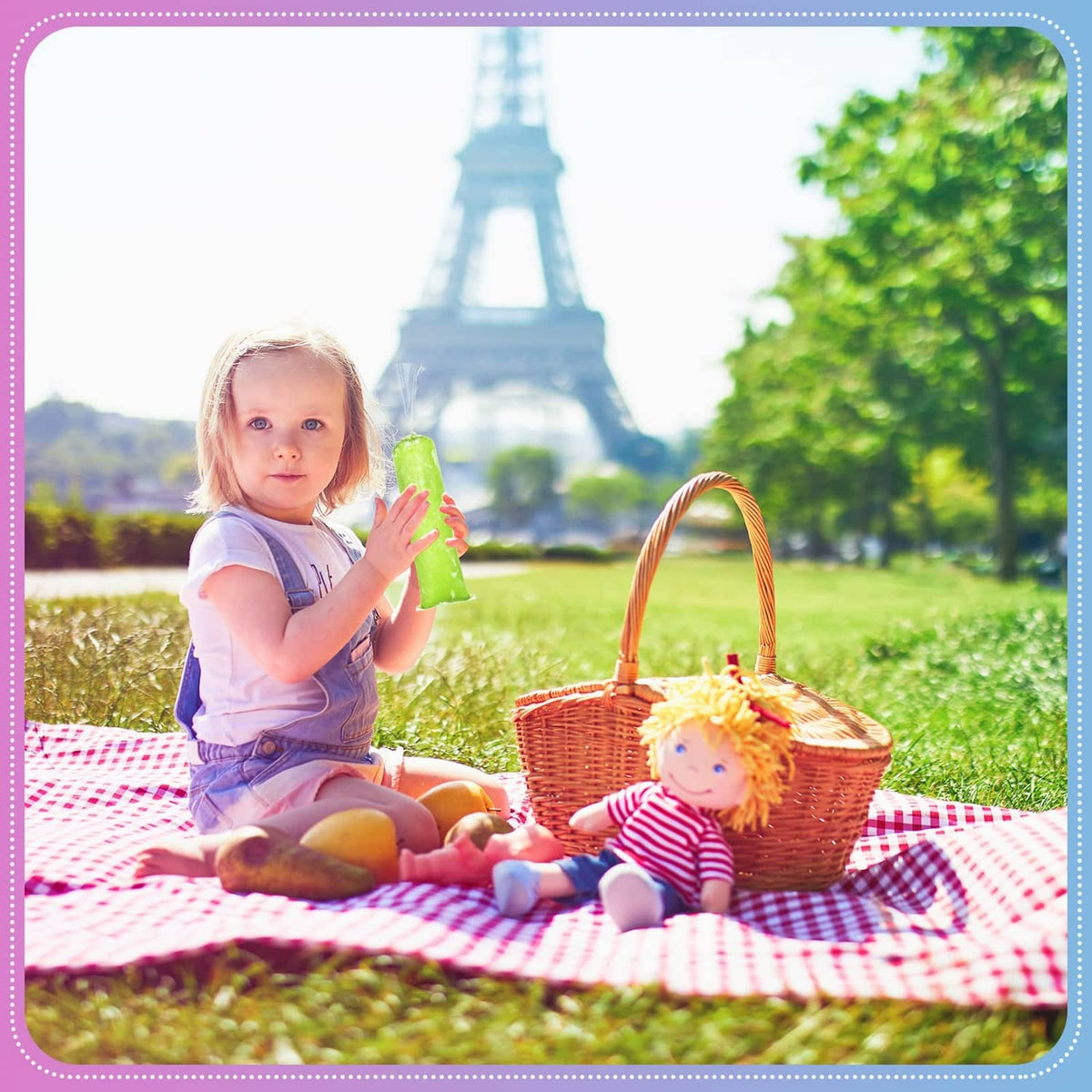 Child holding a green ice lolly made from a disposable plastic mold bag