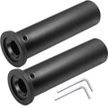 Pair of black Olympic adapter sleeves with circular plate-post openings and side holes.