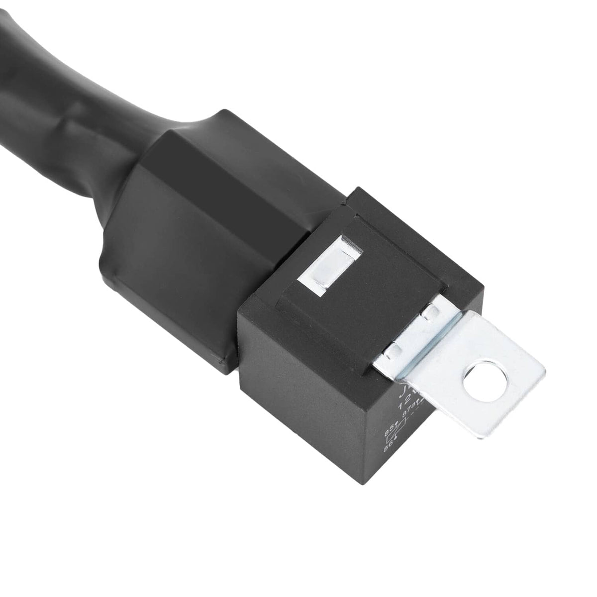 Inline wiring fuse holder with black casing and metal mounting terminal