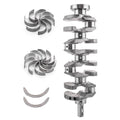 Engine crankshaft and bearing kit parts with multiple metal bearings and caps