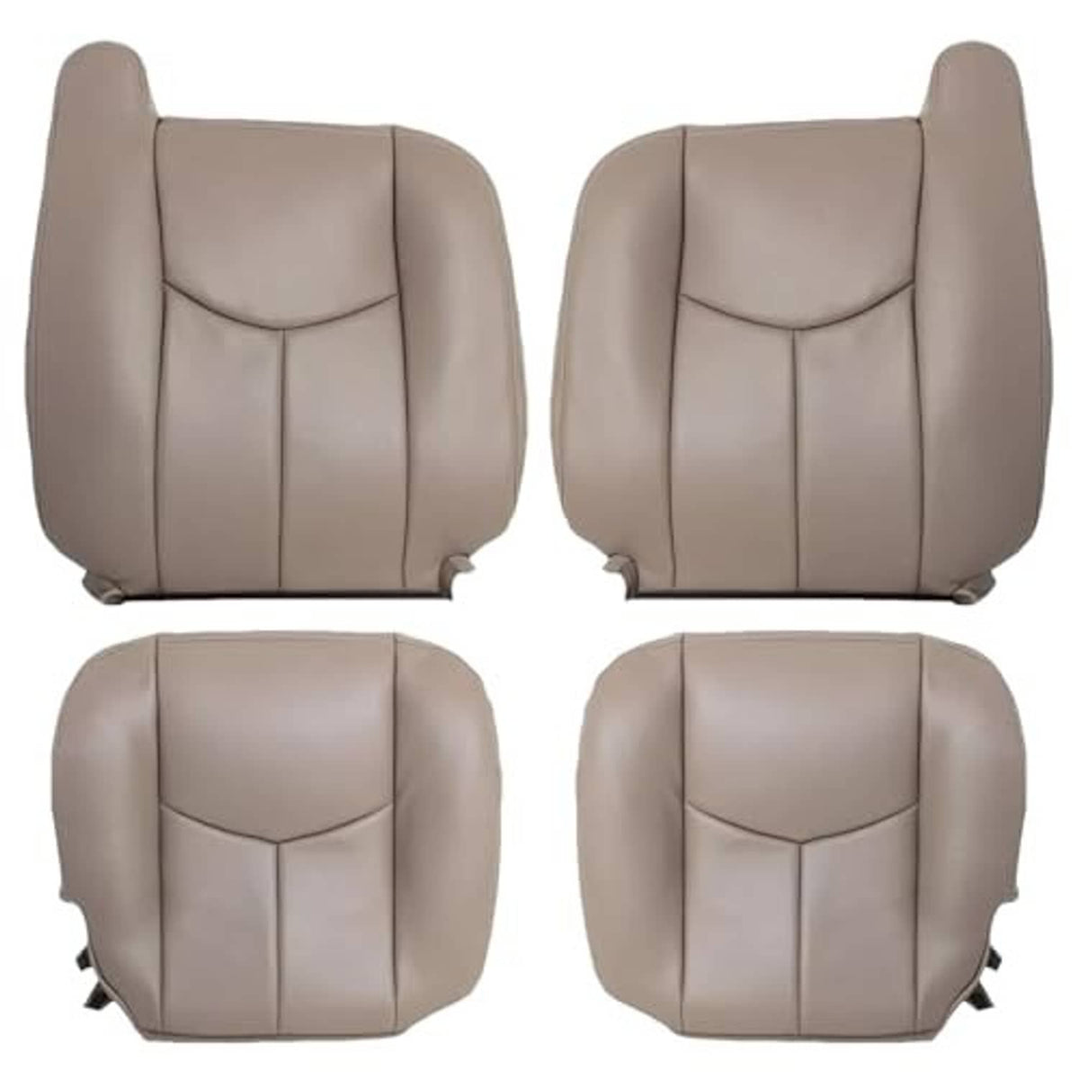 Tan front seat back replacement covers for driver and passenger, four pieces