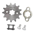 Motorcycle front engine sprocket set, 420-13T steel gear with mounting hardware