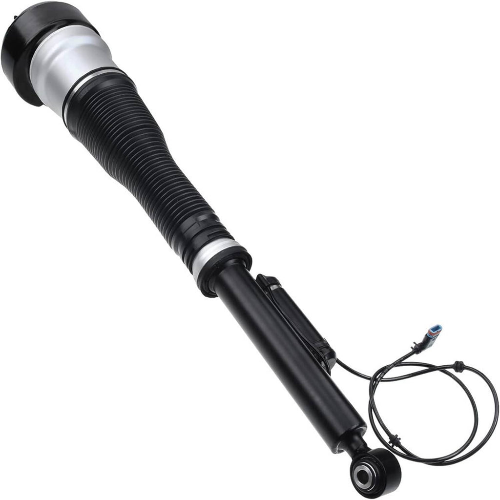 Rear air suspension strut with ribbed black spring sleeve and black shock tube