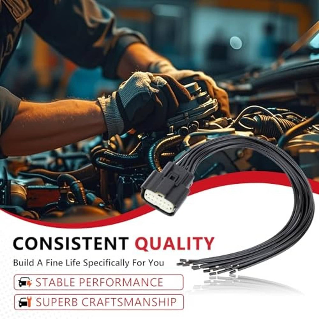 Headlight connector harness with multi-pin plug and long black cable bundle