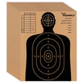 Highwild cardboard shooting targets, black silhouette bullseye on brown corrugated sheets