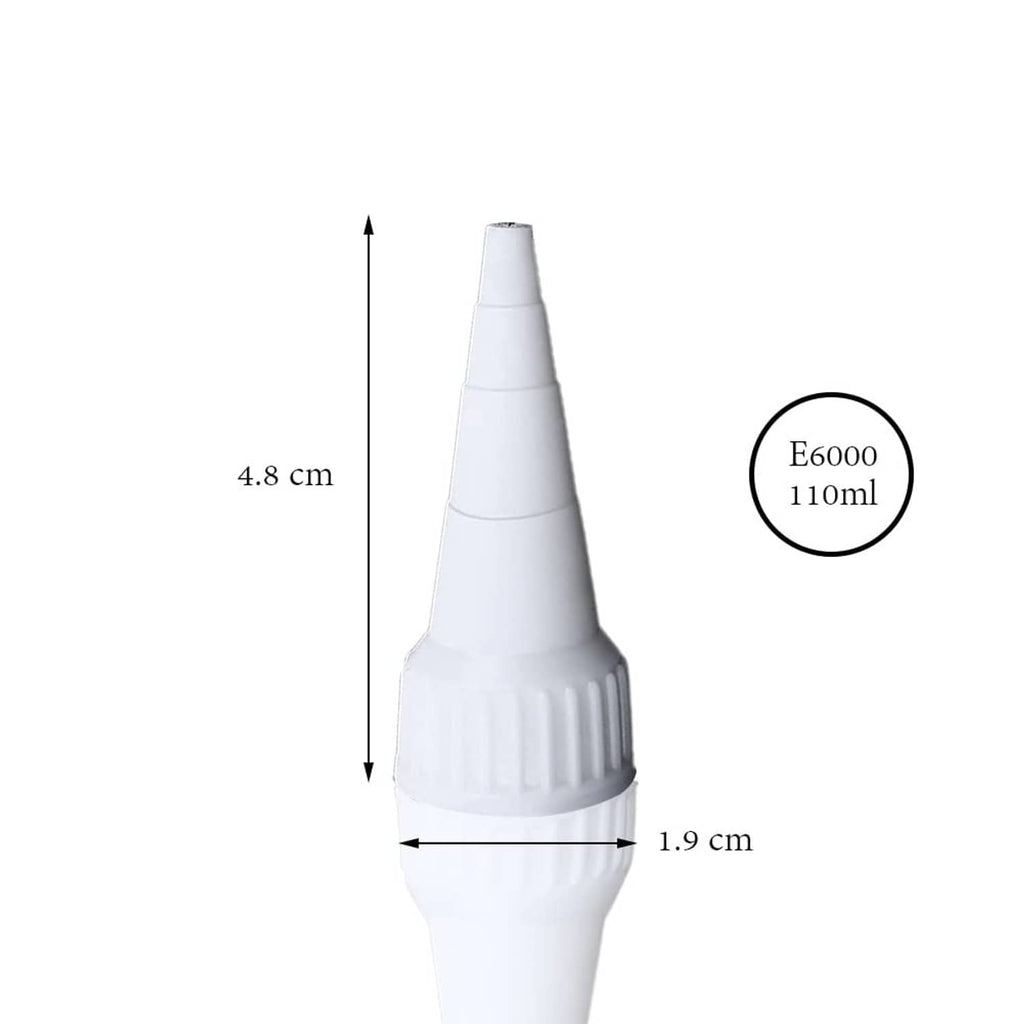 Snip-tip applicator cap for E6000, white conical nozzle with ribbed grip