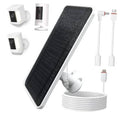 Solar panel for security camera with wall bracket and white cable connectors