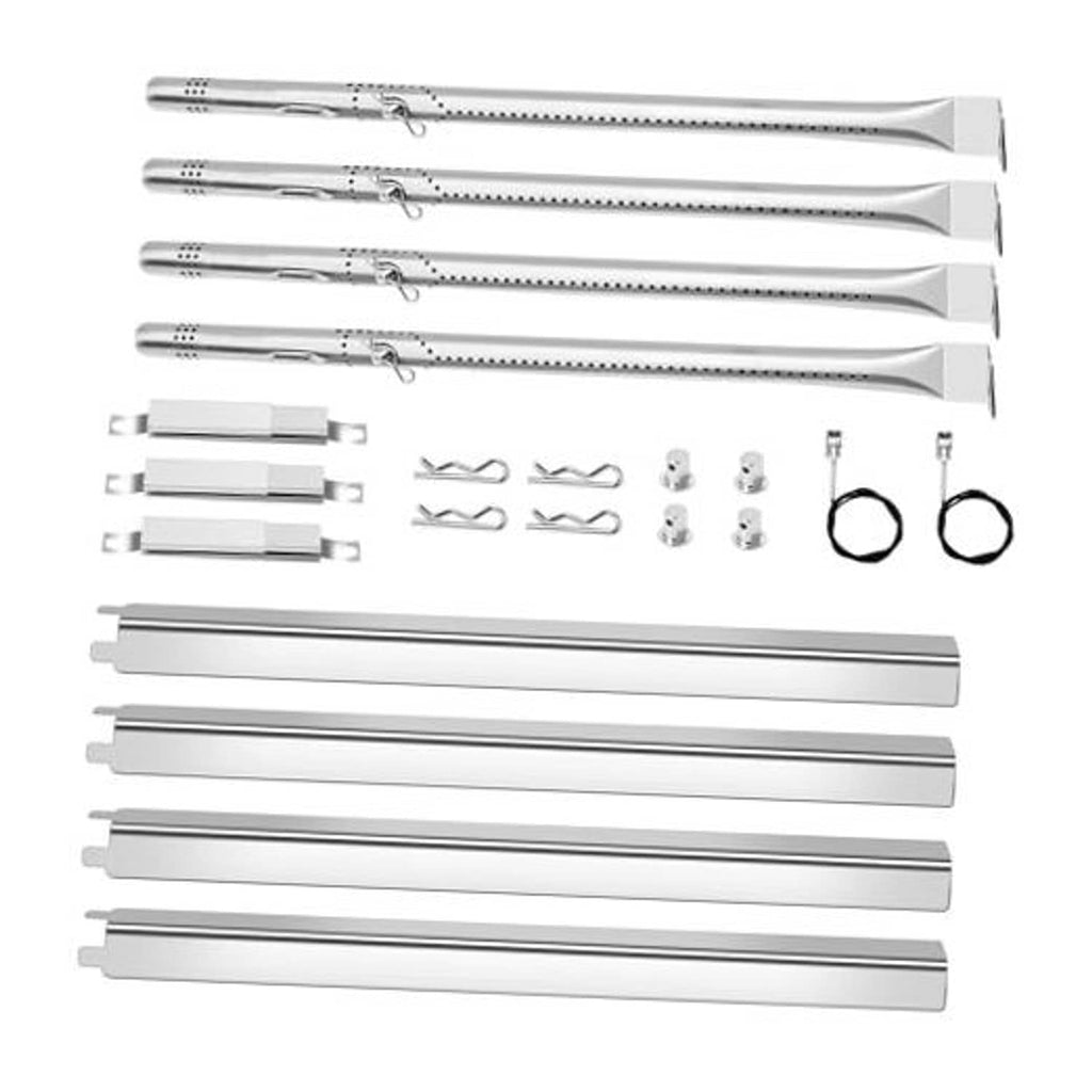 Stainless steel grill burner tube replacement parts with clips and mounting rings
