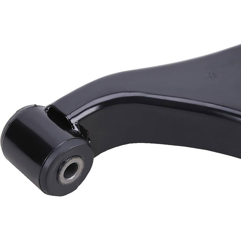 Front lower control arm end with rubber bushing and pivot stud, black finish