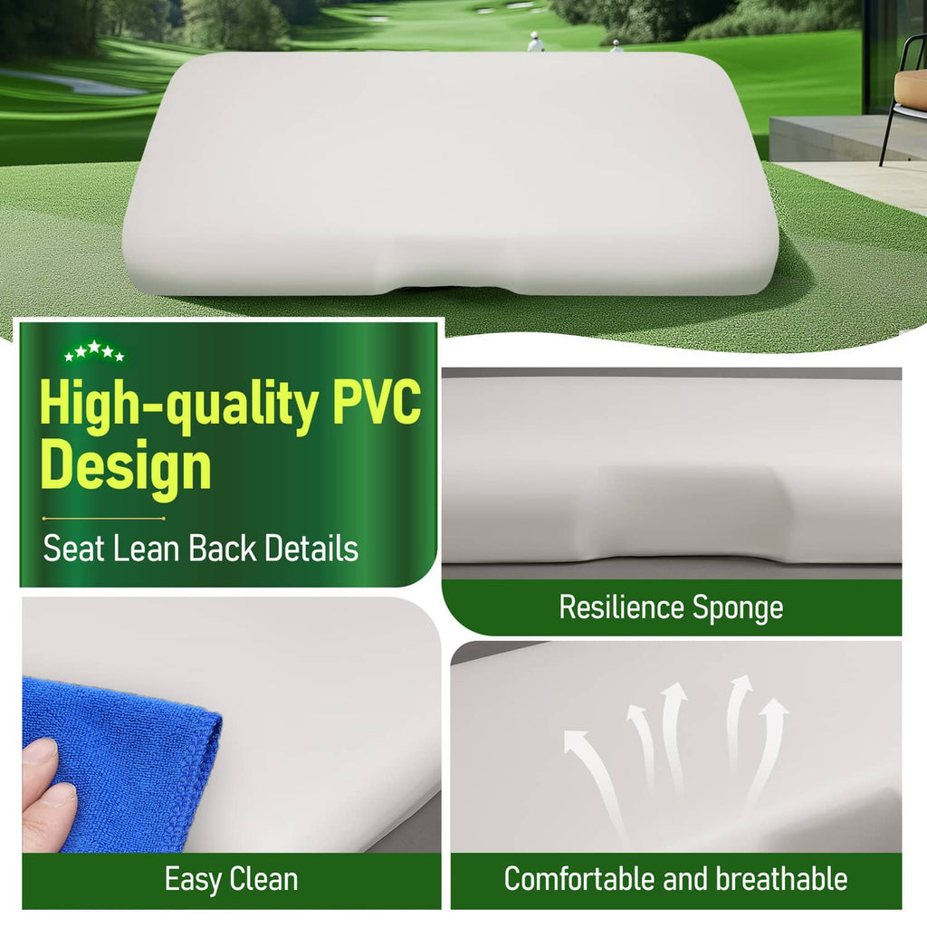 White seat bottom cushion with contoured surface and thick padded shape