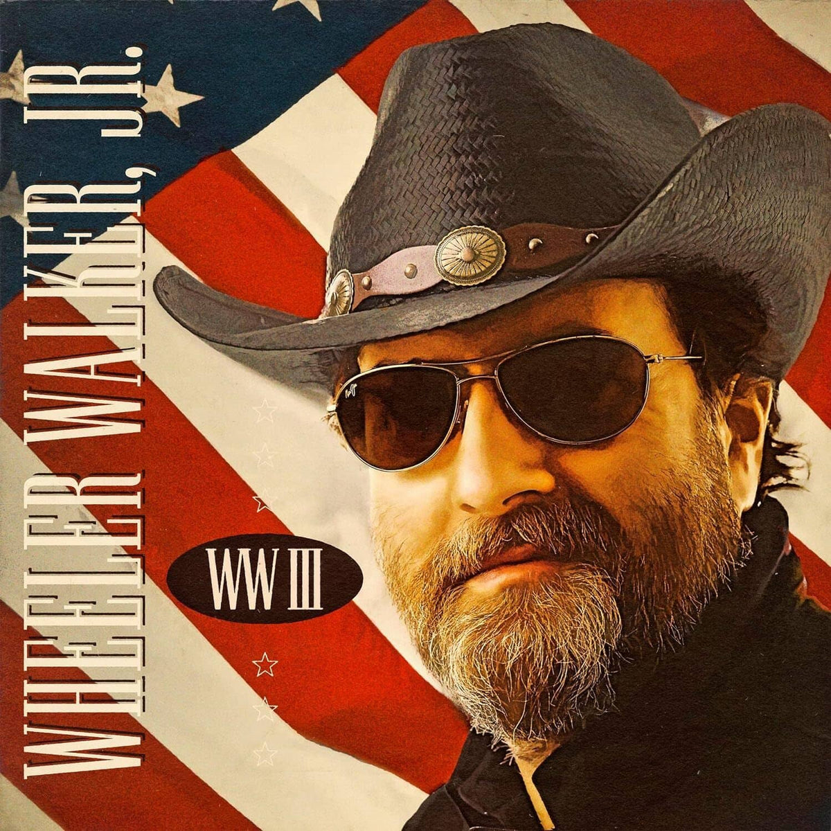 Wheeler Walker Jr. Ww Iii audio CD cover with cowboy hat and sunglasses portrait