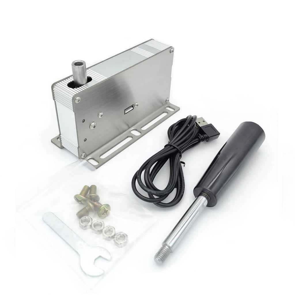 USB sequential shifter kit with metal lever base, black cable, and included screws and plugs