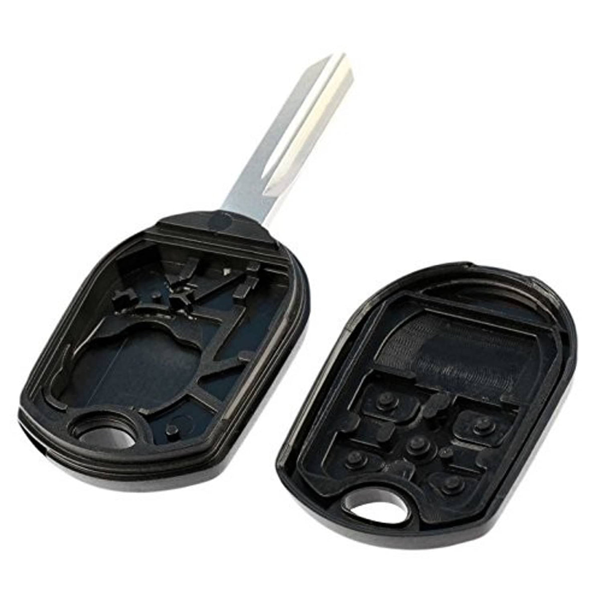 Black key fob shell case interior with mounting pads and electronics cavity
